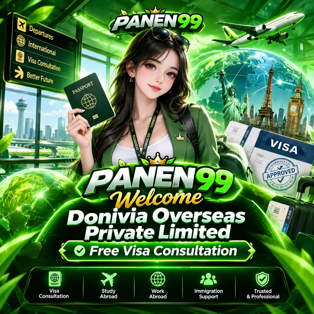 Thumbnail 1 of 3, Poster, PANEN99: Welcome Donivia Overseas Private Limited Free Visa Consultation designed and sold by PANEN99.